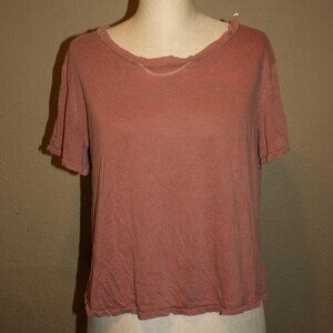 ELIZABETH AND JAMES TEXTILE MAUVE SHORT SLEEVE LOOSE CROPPED T-SHIRT - SMALL 2 4